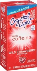 Crystal Light on the Go Fresa salvaje con paquetes de mezcla de bebidas con cafeína - Imagen 1 de 3