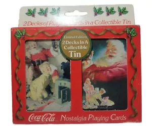 COCA-COLA Vintage Nostalgia Playing Cards & Collectible Tin 1995 2 Decks Sealed - Picture 1 of 5