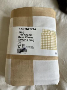 Ikea KANTNEPETA King Duvet cover and pillowcases yellow/checkered - NEW - Picture 1 of 7