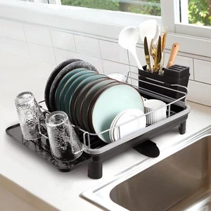 Dish Drainer Rack Dish Drainer with Drip Tray Stainless Steel Dish Rack - Picture 1 of 7