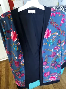 Loft L/XL Iris Purple/Blue Lined Open Front Jacket Kimono Style No belt - Picture 1 of 6