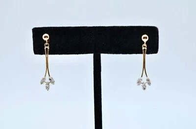 14k Two Tone Gold And Diamond Hanging Earrings. 2.4Gr - Image 1 of 4