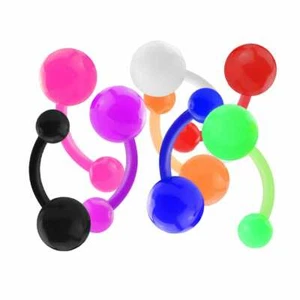 Belly Button Navel Rings with Solid Acrylic Balls Bio-Flex set of 8 - Picture 1 of 4