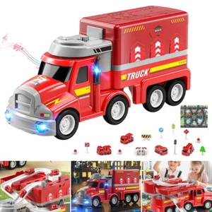 Auto Spielzeug für ab 2 Jahren Kinder 9 in 1 Autotransporter LKW Jungen Geschenk - Bild 1 von 14