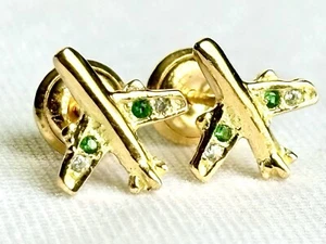 18k solid real gold earrings: Plane earrings • screw back - Picture 1 of 4