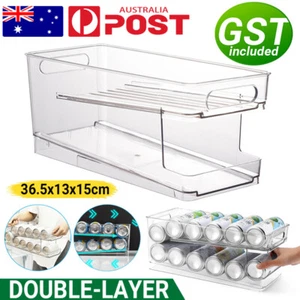 2 Tiers Stackable Beverage Holder Can Organizer Rack For Refrigerator Kitchen AU - Picture 1 of 12