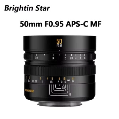 Lente Brightin Star 50 mm F0,95 APS-C para cámara de montaje Canon Nikon Sony Fuji M4/3 Foto 1 de 4