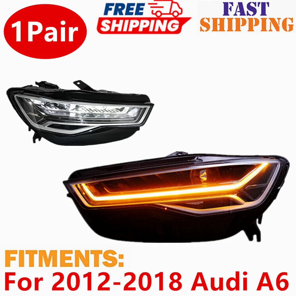 ✅Para Audi A6 2012-2018 Actualización Faros LED DRL Proyector Faros 1 Par Foto 1 de 4