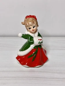 Vintage Lefton Christmas HOLLY MUFF GIRL Figurine #724 Japan Porcelain 1950's - Picture 1 of 16