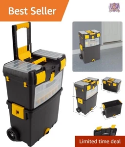 Heavy-Duty Rolling Tool Box with Comfort Handle & 24 Compartments for Storage - Picture 1 of 9