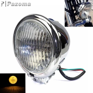 Retro 4.5" Cool Bates Style Headlight Lamp For Harley Bobber Chopper Softail - Foto 1 di 8