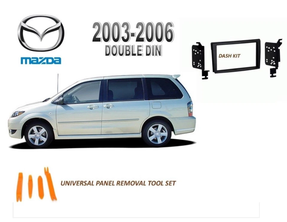 全新 2003 - 2006 年 MAZDA MPV 汽车立体声双 DIN 仪表板套件,工具套装 — 第 1/1 张图片