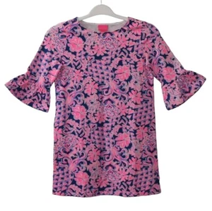 Lilly Pulitzer Ellimae Dress Girls XL Indigo Love You Bunches - Picture 1 of 7