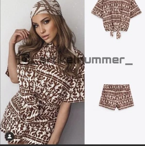 ZARA 2 piece printed linen blend SET Size Small - Picture 1 of 4