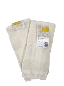 Lot of 2 Vtg NOS Charles Craft Cross Stitch Hand Towels CREAM - Picture 1 of 4