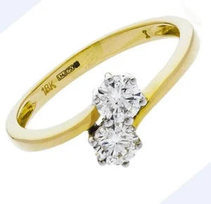 Diamond Crossover Engagement Ring, 0.60ct Brilliant Cut F VS in 18ct Yellow Gold - Picture 1 of 1
