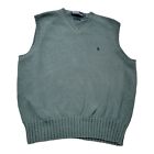 Polo Ralph Lauren Men's Size Medium V Neck Sweater Vest Cotton Green