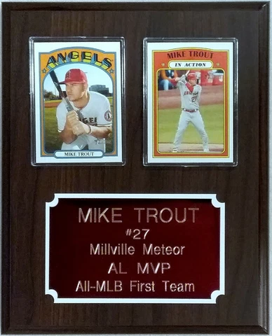 Mike Trout 8x10 2-Card Stats Plaque Cover