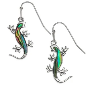 Gecko Lizard Earrings with Natural Paua Shell by Tide. Gift bag included. - Picture 1 of 2