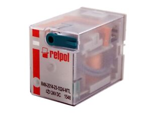 Relpol 4PDT 24V 6A Non-Latching Plug-In Relay R4N-2014-23-1024-WTL