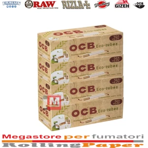 Tubetti 4 x OCB Eco Tubes King Size 8mm Con Filtro Box Da 250 Sigarette Vuote - Zdjęcie 1 z 2