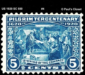 US 1920 SC 550 PILGRIM TRICENTENARY 5¢ BLUE MINT NEVER HINGED VFINE/XFINE - Picture 1 of 2