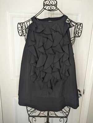 Рубашка женская Kenar однотонная черная с оборками без рукавов майка размер большой - Изображение 1 из 4