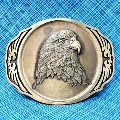 Hebilla de cinturón con cabeza de águila occidental primera edición latón macizo de colección medallas de diseño de premio. TWY231 Foto 1 de 4