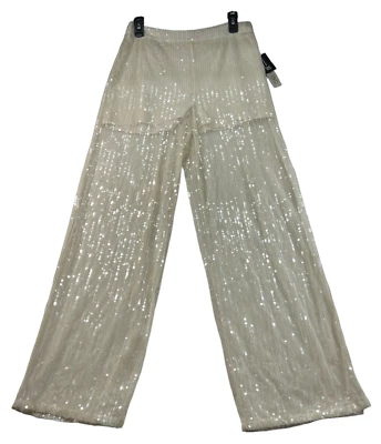 International Concepts Sheer Pants Womens size 6 Cream Sequins Short Lined New - Image 1 of 4
