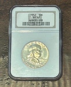 1952 Franklin Half Dollar 50C PF 67 Gold Tone ~Free Shipping - Picture 1 of 2