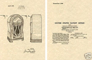 Wurlitzer Modelo 1080 JUKEBOX 1949 De Colección PATENTE DE EE. UU. Impresión Artística ¡LISTA PARA ENMARCAR!¡! - Imagen 1 de 1