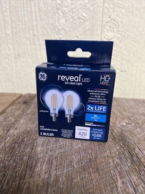 GE 42412 Reveal 2-Pack 60 W Candelabra Size Socket  A15 LED Light - Image 1 of 4