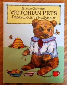 UNCUT Vntg 1986 Evelyn Gathings "Victorian Pets" Paper Dolls Book (water damage) - Picture 1 of 6