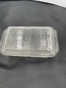 Vintage Hazel Atlas "Criss Cross" Kühlschrank Schale mit Deckel Art Deco Design Cle - Bild 1 von 7