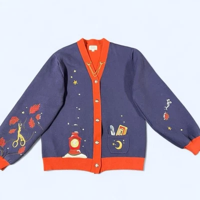 Cárdigan bordado en la pared sobre el jardín forrado 2XL OTGW caprichoso golpe tres veces Foto 1 de 4