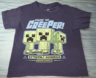 Funko Minecraft Creeper T Shirt Child Navy Size Small  - Image 1 of 4