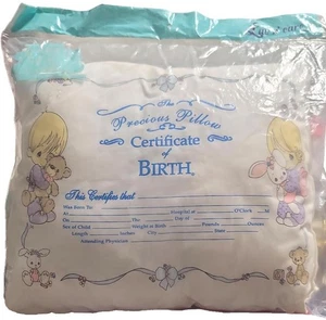 Vintage Precious Moments Baby Pillow, 1999 Birth Certificate Keepsake, New - USA - Picture 1 of 7