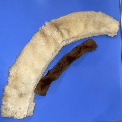 НОРКОВЫЙ воротник/шарф винтажный лот из 2 штук, 24 «кремовый 12» коричневый a140 лот #1 - Изображение 1 из 4