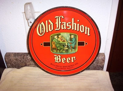 VINTAGE " OLD FASHION BEER " SERVING TRAY - BILLINGS BREWING CO. BILLINGS, MONT. - Image 1 of 4