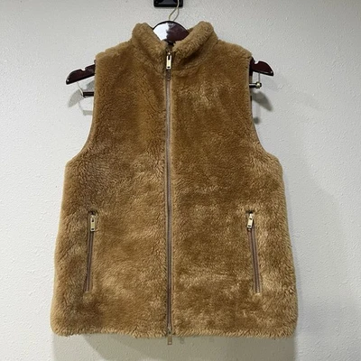 Chaleco de peluche J.CREW Excursion de felpa polar dorado nogal camello tostado para mujer pequeño” Foto 1 de 4