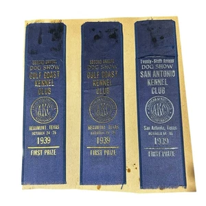 Lote De 3 Cinta De Colección 1939 American Kennel Club 1er Lugar Texas - Imagen 1 de 6