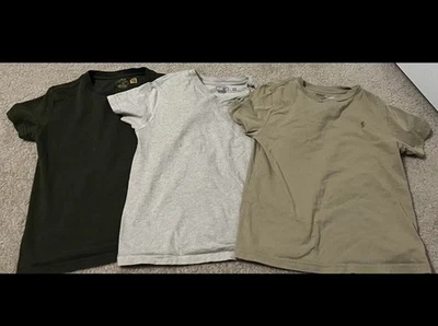 Lot of 3 Ralph Lauren Polo Shirts- Boys size 7- Green, Tan, Grey. 100% Cotton - Image 1 of 4
