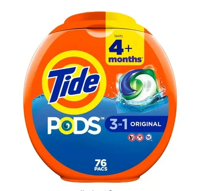Tide 3-in-1 Laundry Detergent Pods Original Scent 76 Count HE Compatible - Image 1 of 3