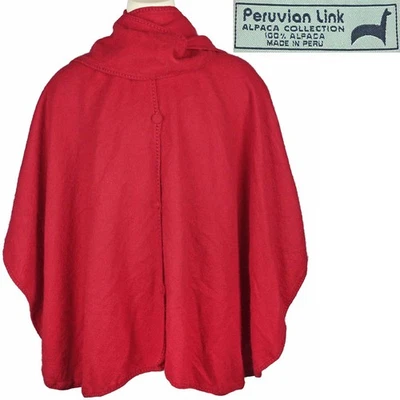 Alpaca Wool Cape Poncho Shawl Peruvian Connection Christmas Winter Red One Size - Image 1 of 4