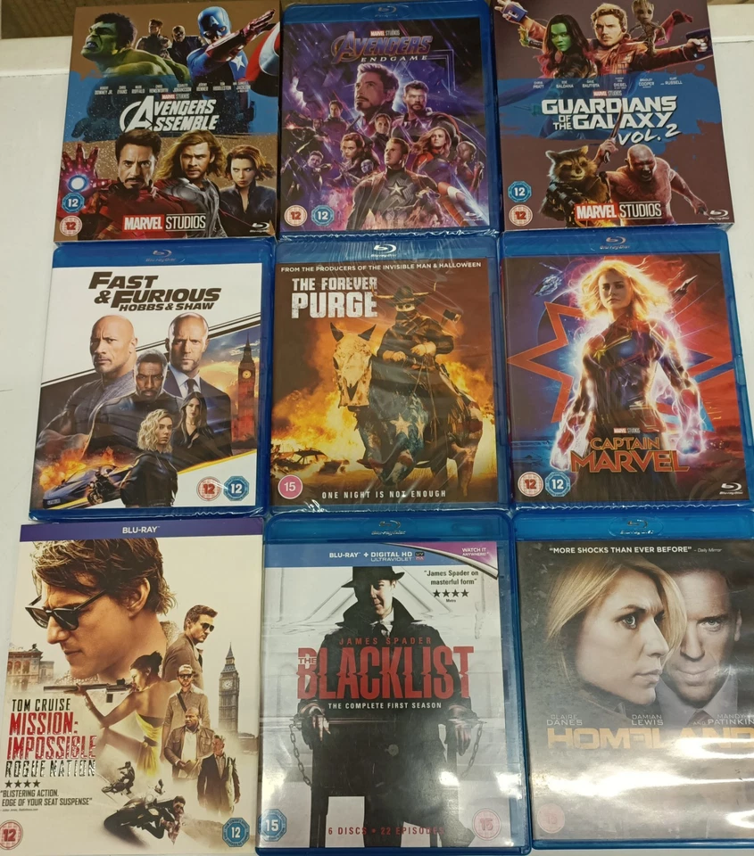 Blu Ray Bundle x 9 Movies & TV Shows Mostly Sealed Avengers Endgame * BARGAIN* - Image 1 of 1