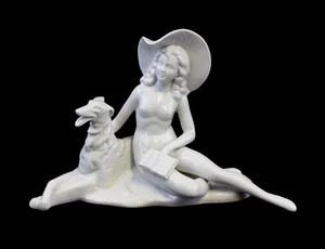 9942009 Nues avec Chien Wagner&apel Blanc 26x12x17cm - Picture 1 of 1