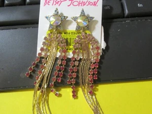 Betsey Johnson, Pendientes Araña Estrella Fugaz Cristal Tono Dorado Rosa - Imagen 1 de 6