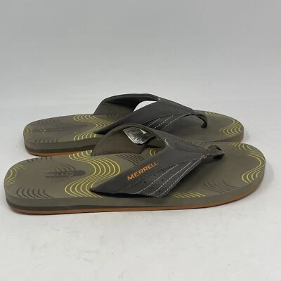 Merrell Bungee Cord Thong Flip Flops Sandals Mens 9 Brown Green Cushioned - Image 1 of 4