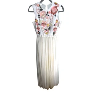 Needle & Thread Maxi Dress Boho Multicolor Trailing Floral Beaded Tulle Size 4 - Picture 1 of 10