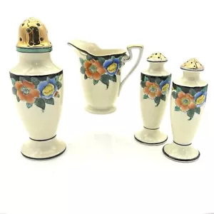 Noritake Japan Shaker Set Pitcher Muffineer Salt Pepper Shakers Floral Pattern - Picture 1 of 14
